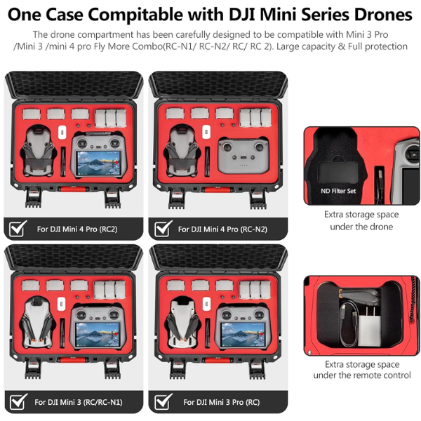 DJI Mini 4 Pro Hard Case - Waterproof Travel Carrier For Drone & Accessories